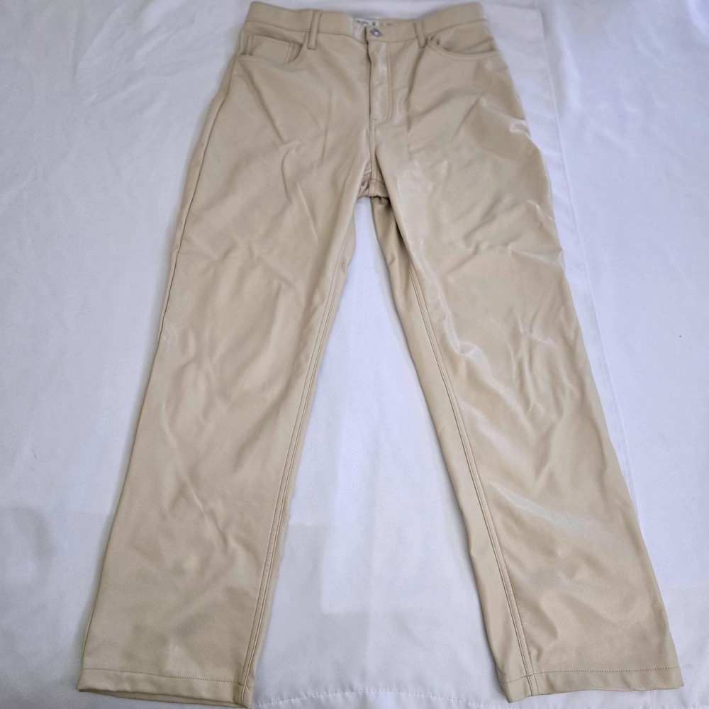 Abercrombie & Fitch 90s Straight Ultra High Rise Vegan Leather Pants 32/14 32x30